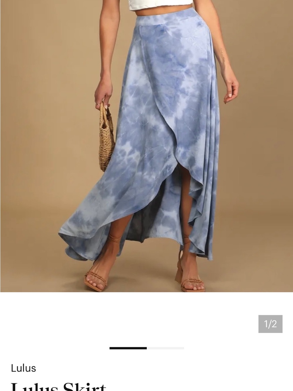 Lulu's Light Blue Tie-Dye High-Low Wrap Maxi Skirt